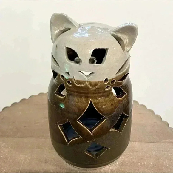 Cat Luminary Handmade Clay/Ceramic/Pottery - Picture 1 of 10
